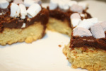 Shortbread Squares with Chocolate Fudge & Marshmallow Topping