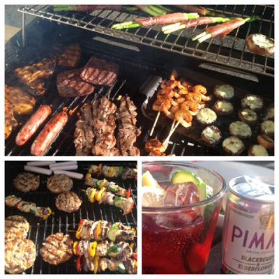 BBQ Time - Pimm's Salad, Blue Cheese Mushrooms, Turkey, Banana & Apricot Burgers